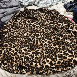 Maternity leopard print tunic length button down
